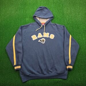 St Louis Rams Hoodie Mens XL Blue Sweatshirt Pullover Vintage NFL Football Logo
